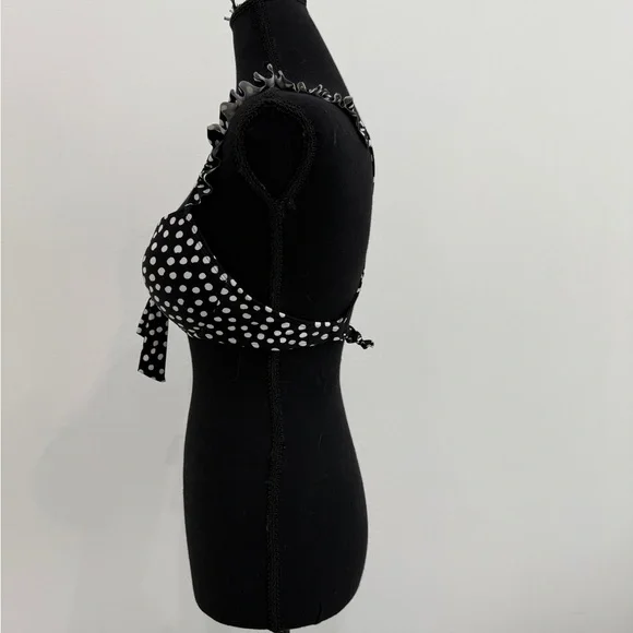 California Waves Black and White Polka Dot Bikini Top - Picture 4 of 7